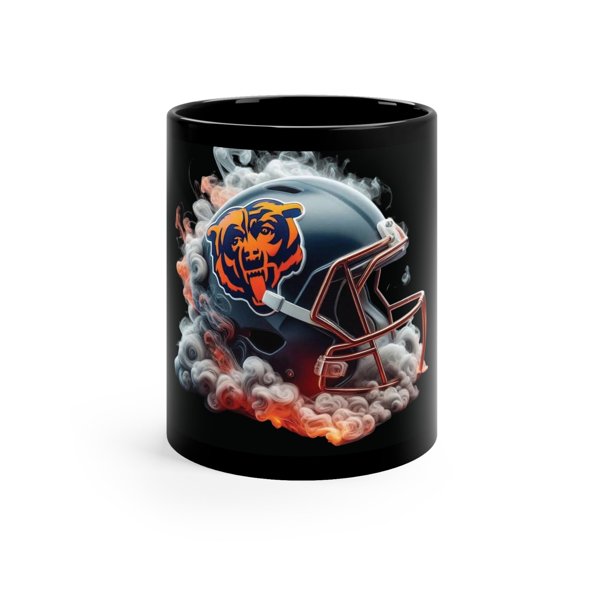 Chicago Football Helmet Smoke Art Mug – 11oz Black Coffee Cup