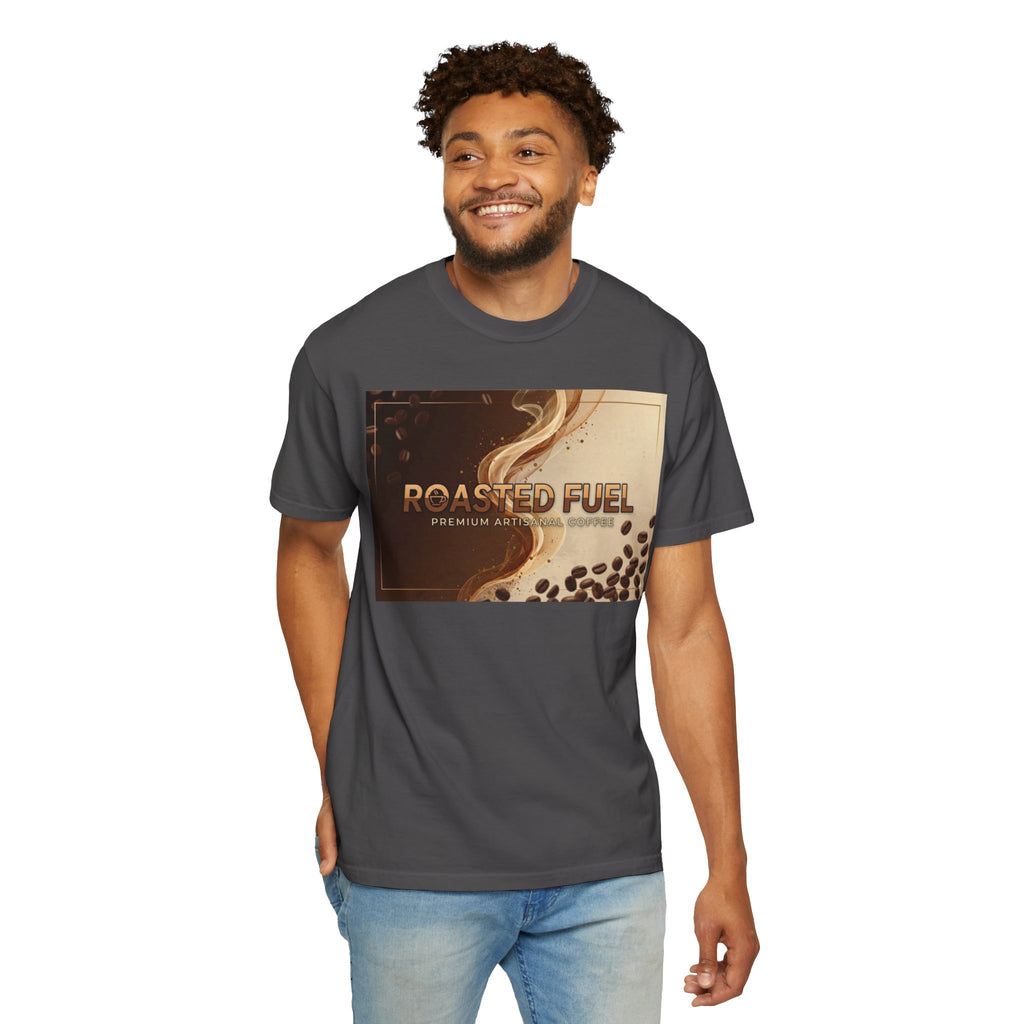 Roasted Fuel Coffee T-Shirt — "Hustle More, Less Coffee" Graphic Tee