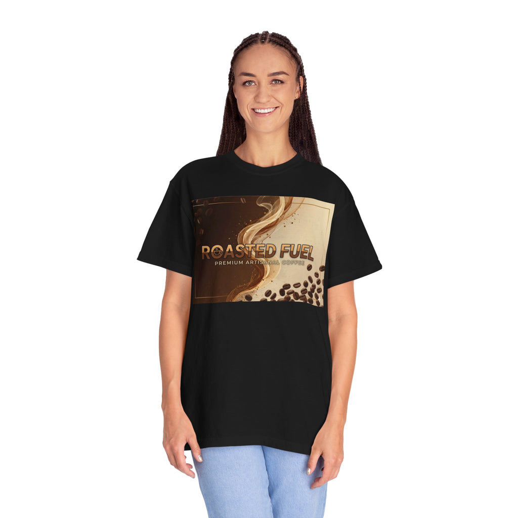 Roasted Fuel Coffee T-Shirt — "Hustle More, Less Coffee" Graphic Tee