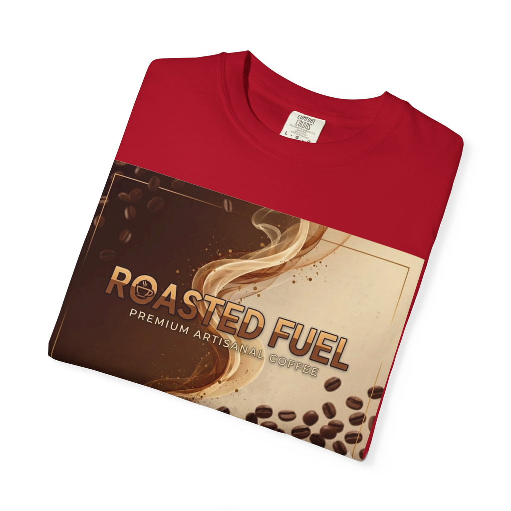 Roasted Fuel Coffee T-Shirt — "Hustle More, Less Coffee" Graphic Tee