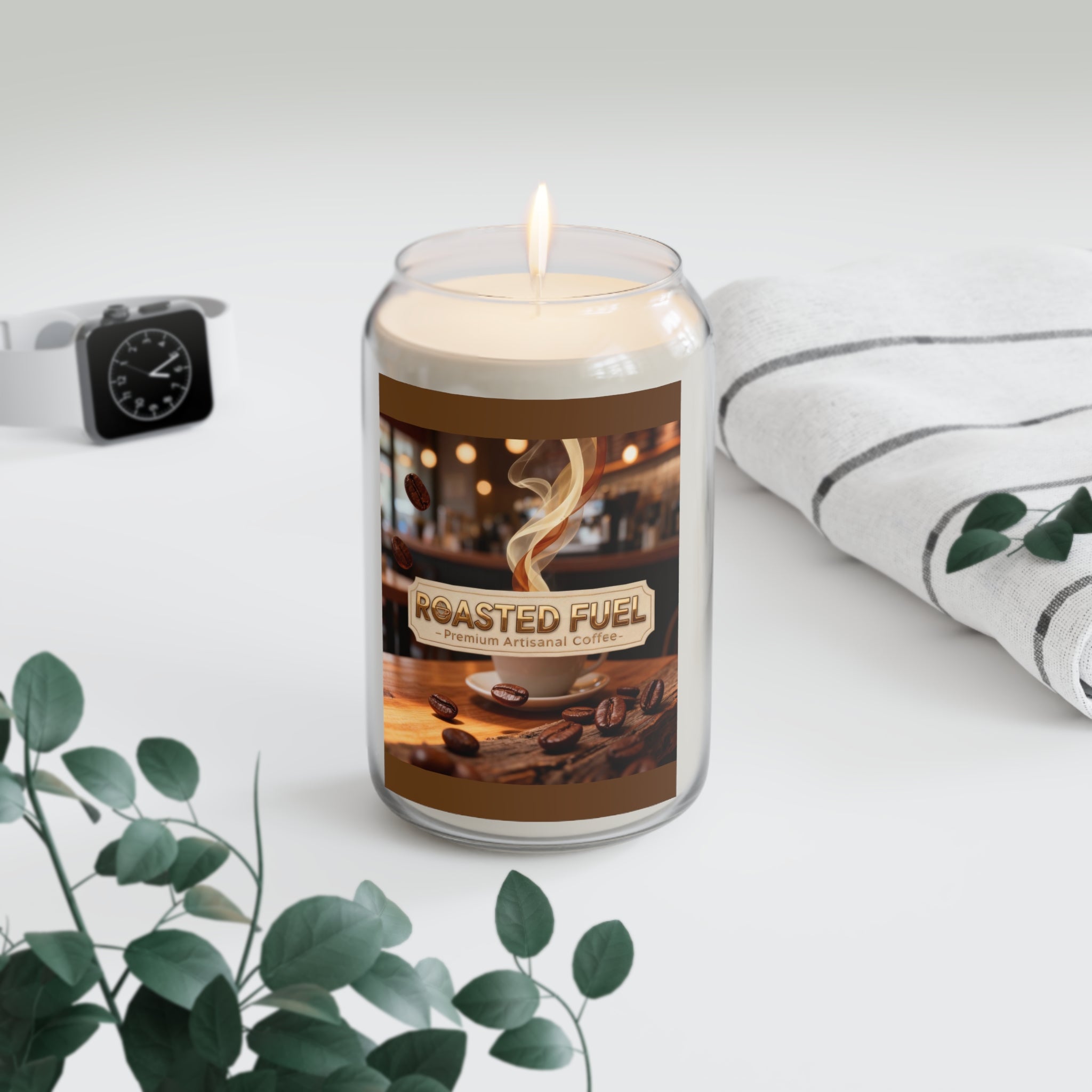 Coffee Scented Soy Candle 13.75oz — "Roasted Fuel" Artisanal Brew Aroma