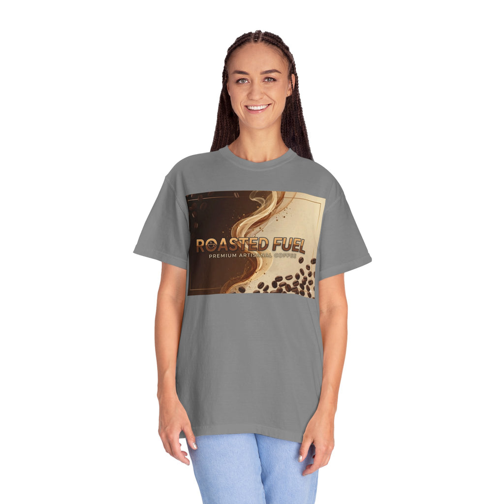 Roasted Fuel Coffee T-Shirt — "Hustle More, Less Coffee" Graphic Tee