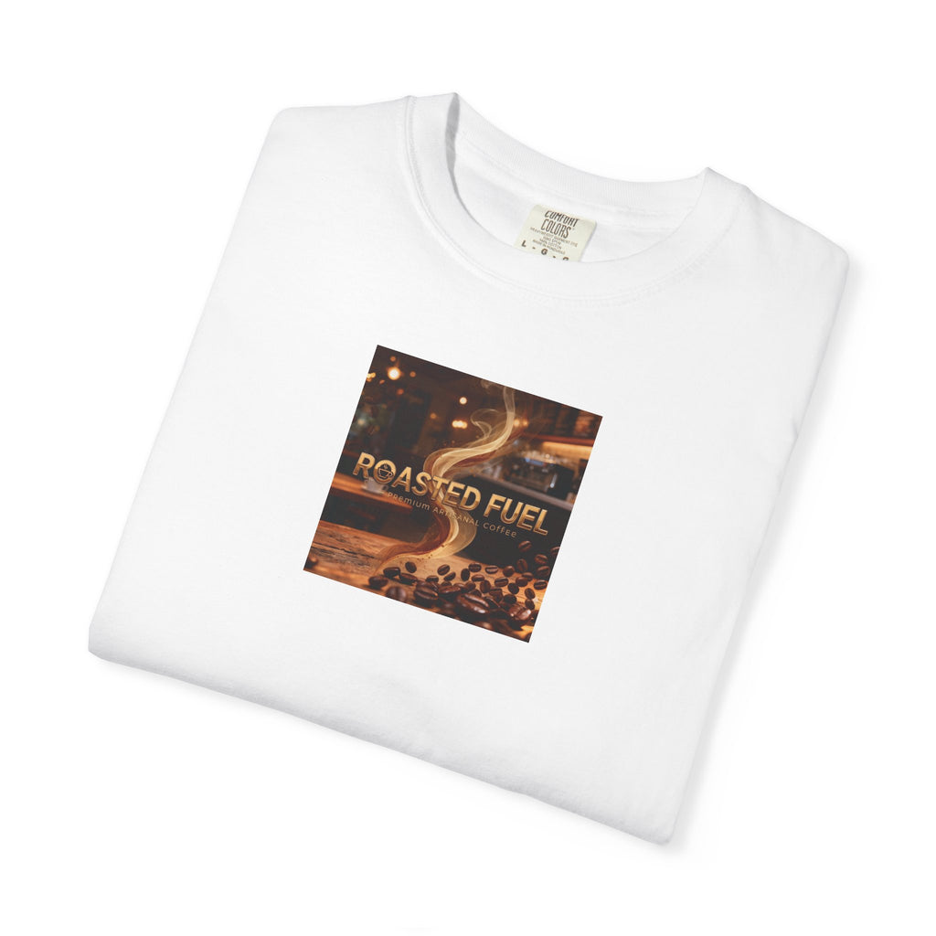 Roasted Fuel Coffee T-Shirt — "Hustle More, Less Coffee" Graphic Tee