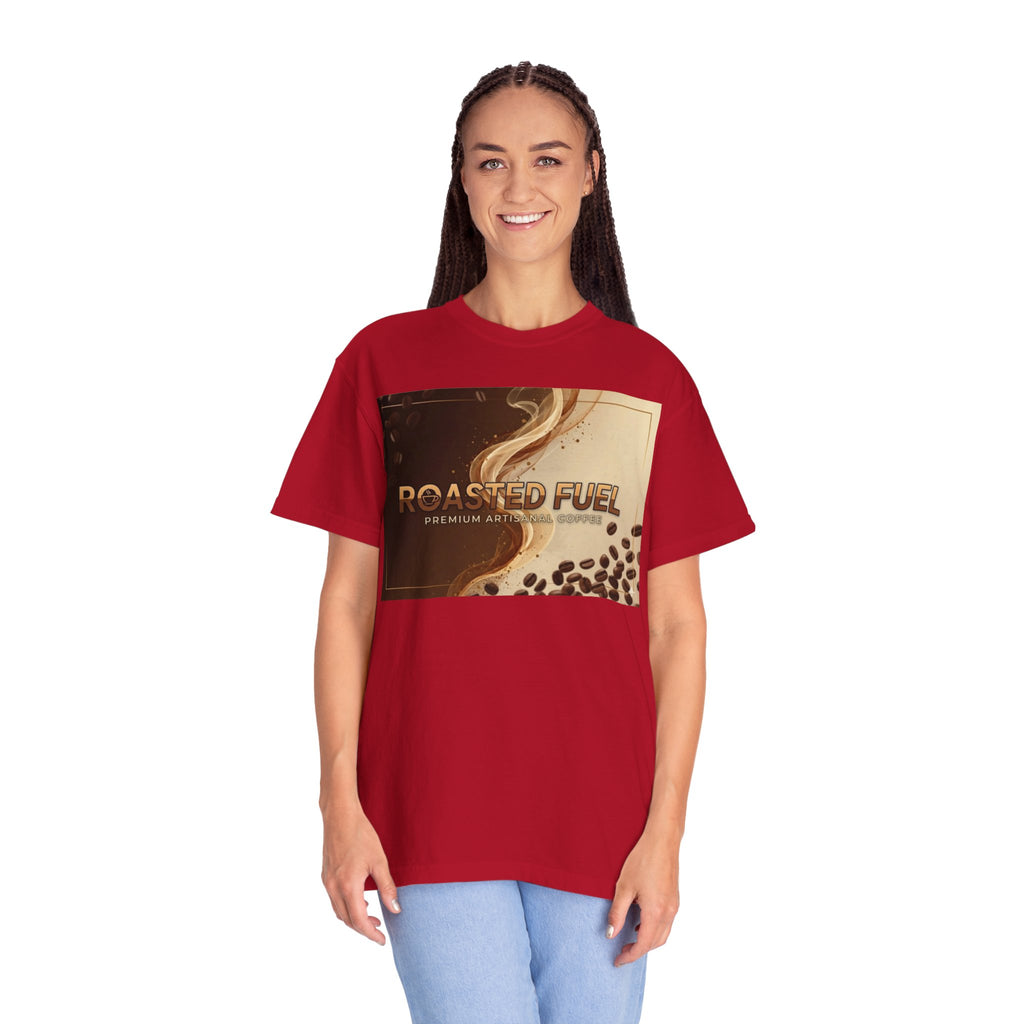 Roasted Fuel Coffee T-Shirt — "Hustle More, Less Coffee" Graphic Tee