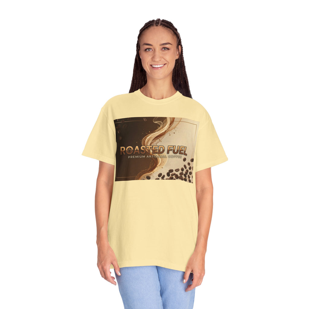 Roasted Fuel Coffee T-Shirt — "Hustle More, Less Coffee" Graphic Tee