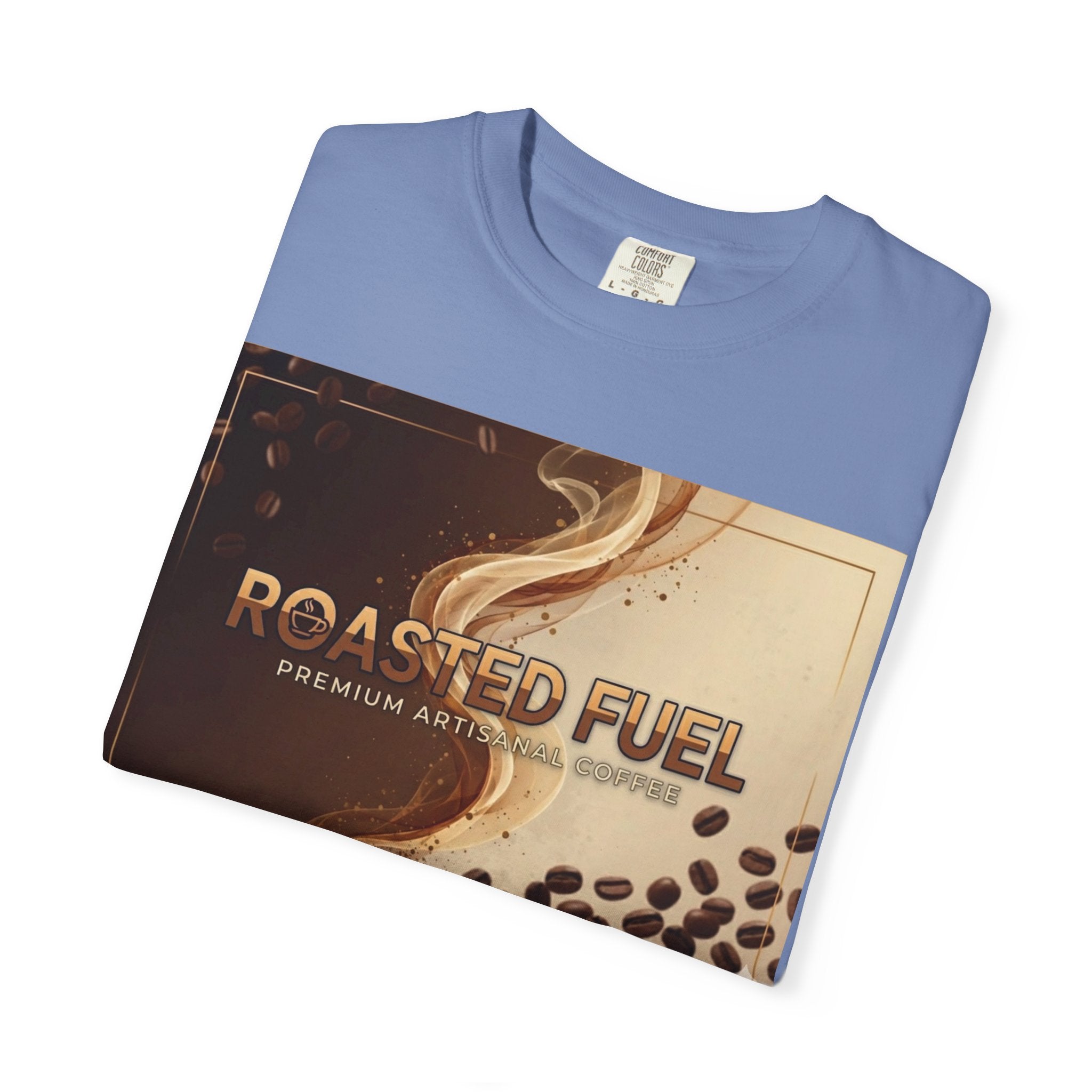 Roasted Fuel Coffee T-Shirt — "Hustle More, Less Coffee" Graphic Tee