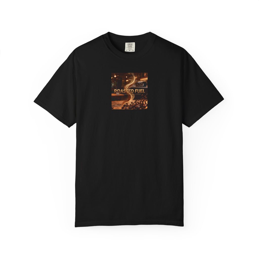 Roasted Fuel Coffee T-Shirt — "Hustle More, Less Coffee" Graphic Tee
