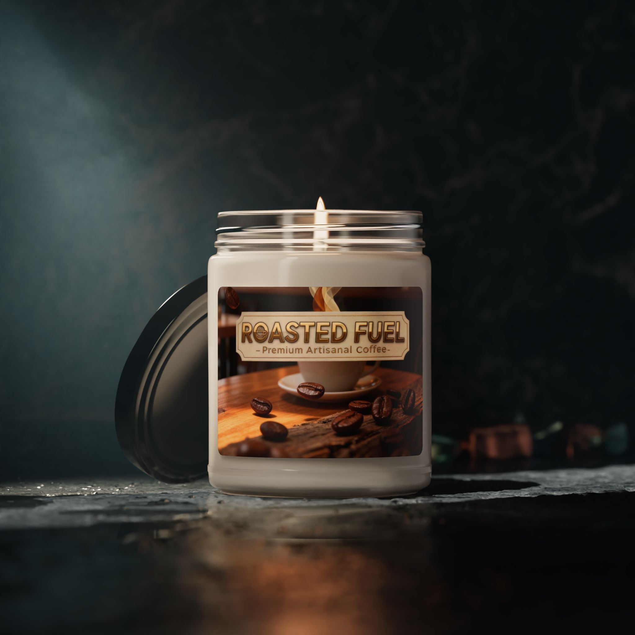 Coffee-Scented Soy Candle (9oz) — "Roasted Fuel" Artisanal Aroma