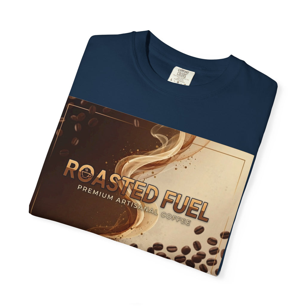 Roasted Fuel Coffee T-Shirt — "Hustle More, Less Coffee" Graphic Tee