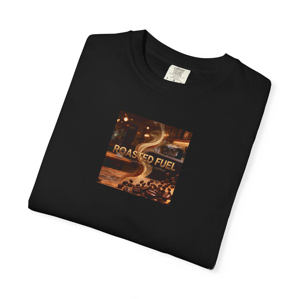 Roasted Fuel Coffee T-Shirt — "Hustle More, Less Coffee" Graphic Tee