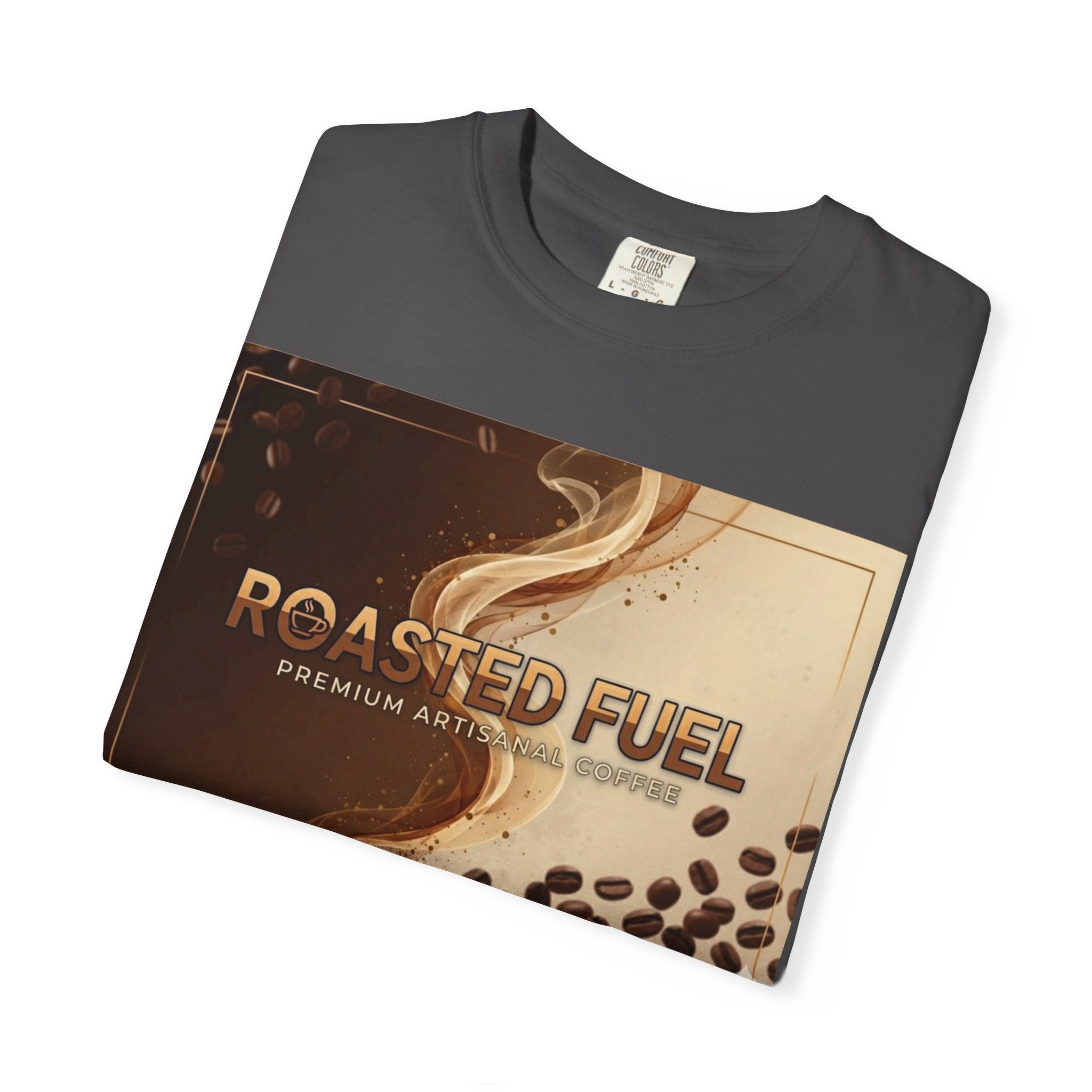 Roasted Fuel Coffee T-Shirt — "Hustle More, Less Coffee" Graphic Tee