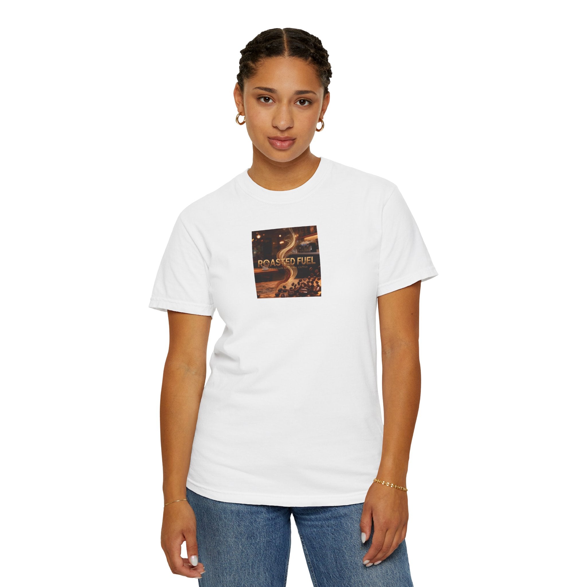 Roasted Fuel Coffee T-Shirt — "Hustle More, Less Coffee" Graphic Tee