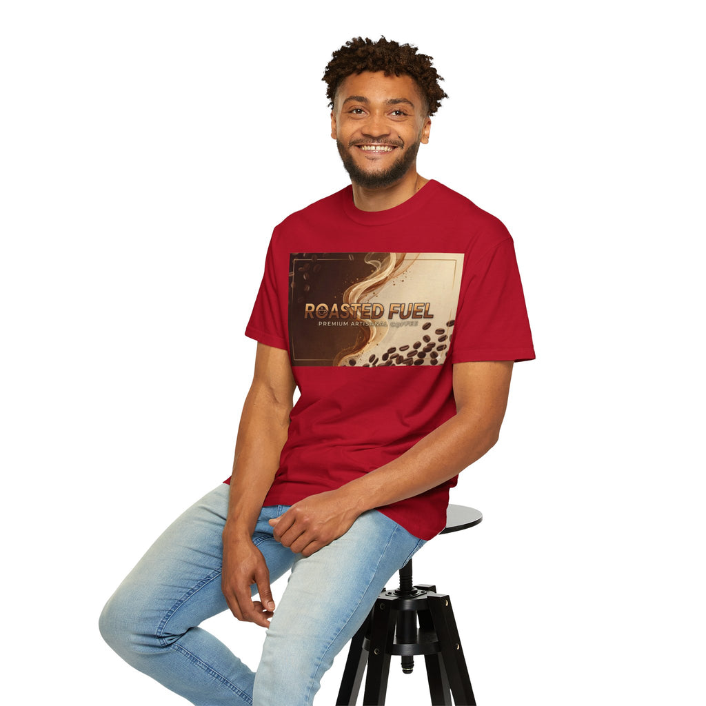 Roasted Fuel Coffee T-Shirt — "Hustle More, Less Coffee" Graphic Tee