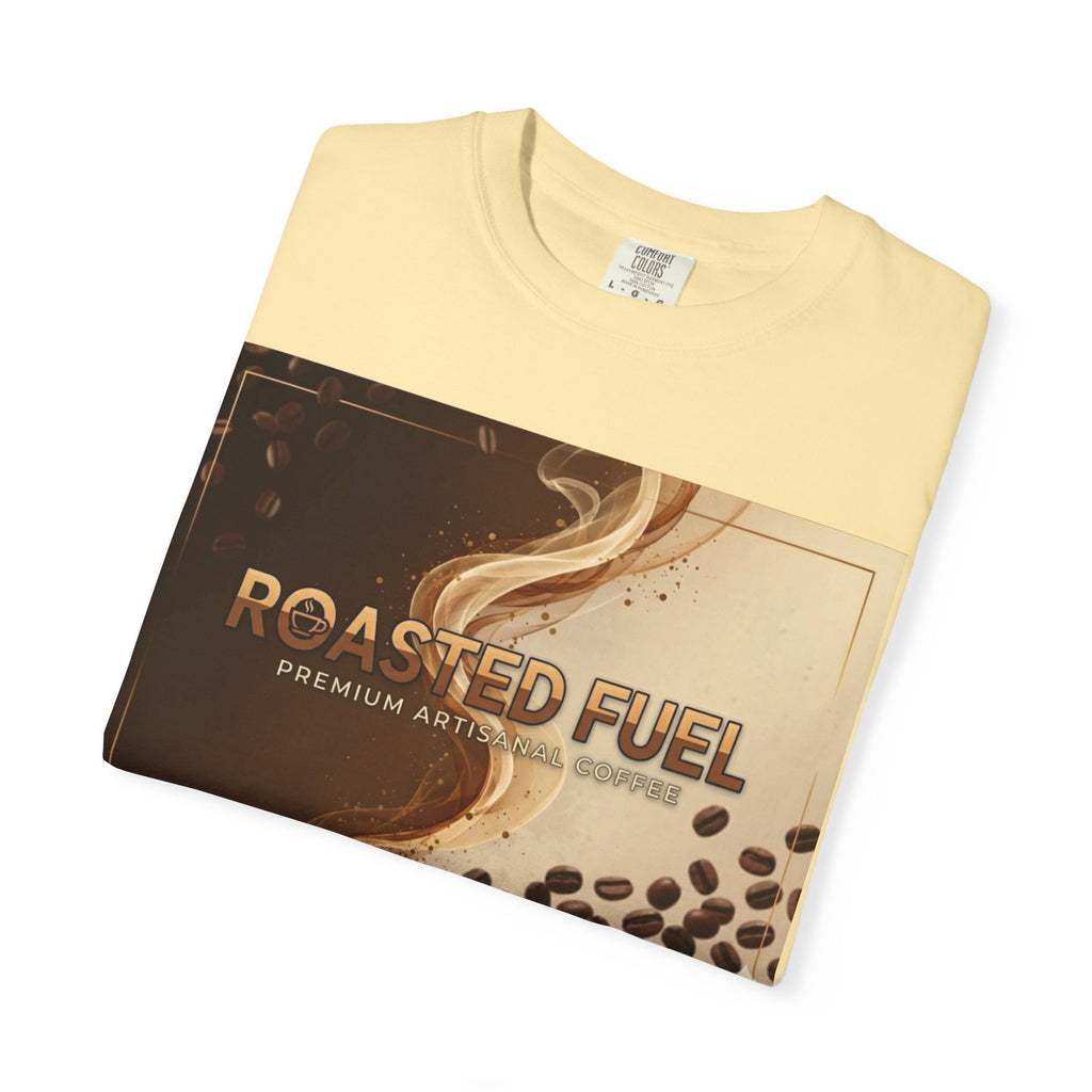 Roasted Fuel Coffee T-Shirt — "Hustle More, Less Coffee" Graphic Tee