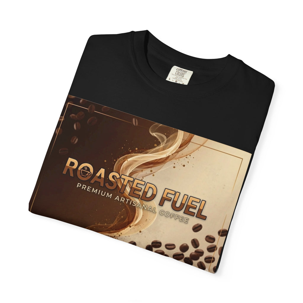 Roasted Fuel Coffee T-Shirt — "Hustle More, Less Coffee" Graphic Tee