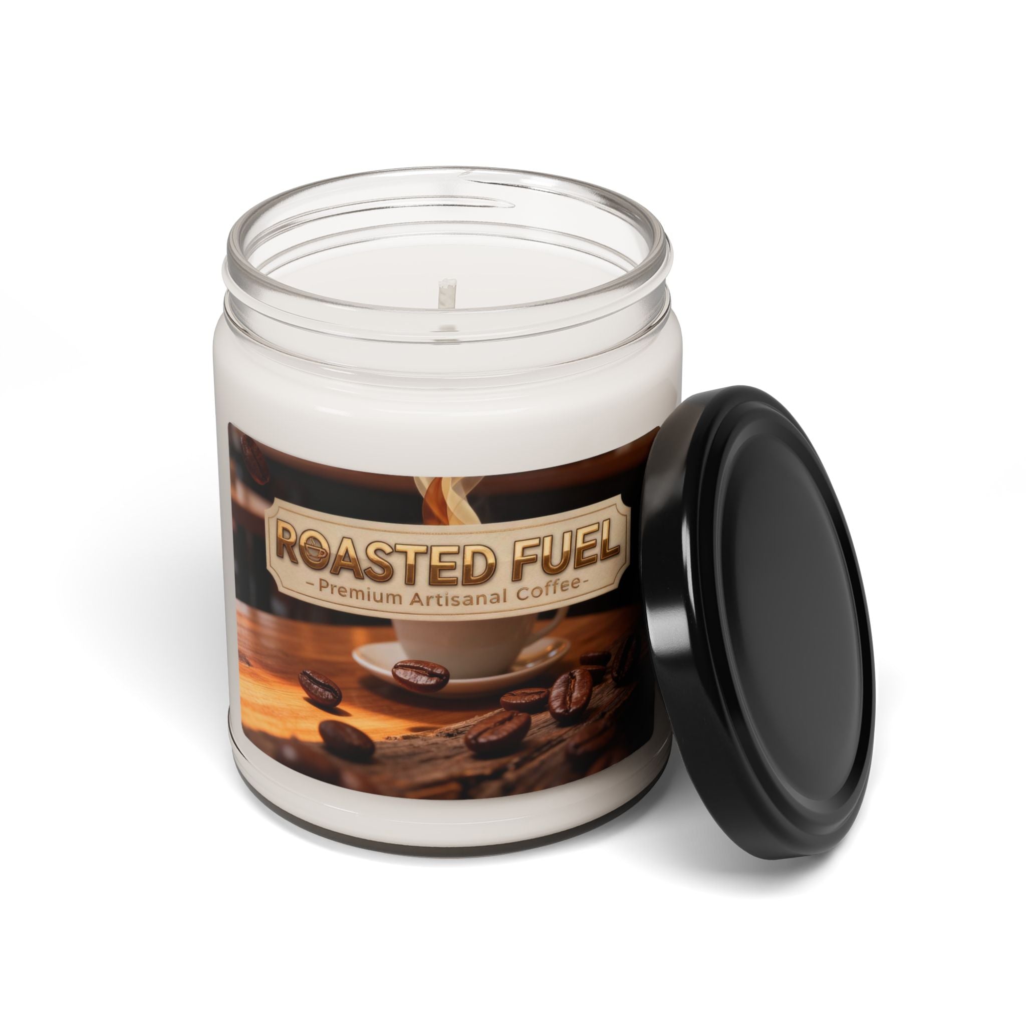 Coffee-Scented Soy Candle (9oz) — "Roasted Fuel" Artisanal Aroma