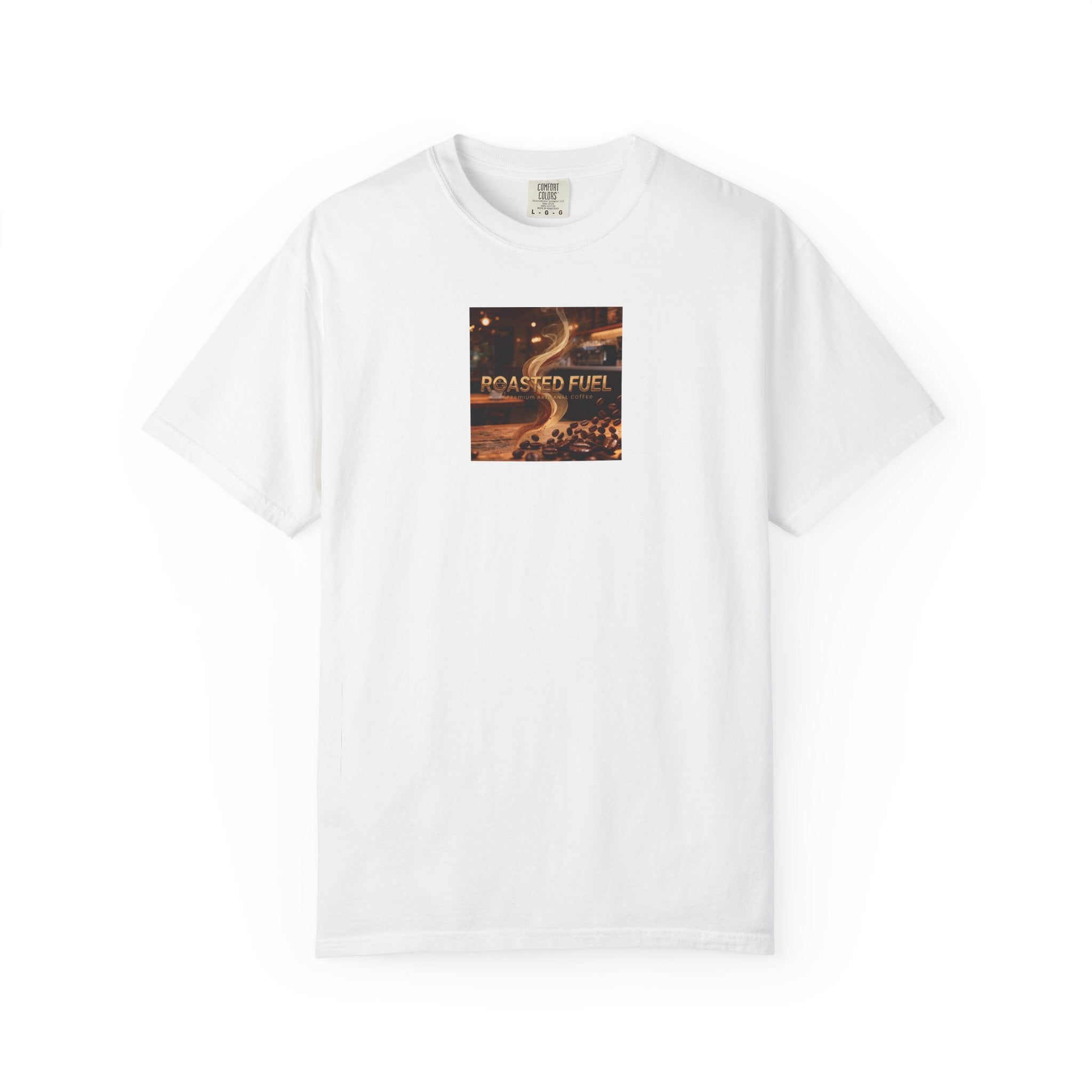 Roasted Fuel Coffee T-Shirt — "Hustle More, Less Coffee" Graphic Tee