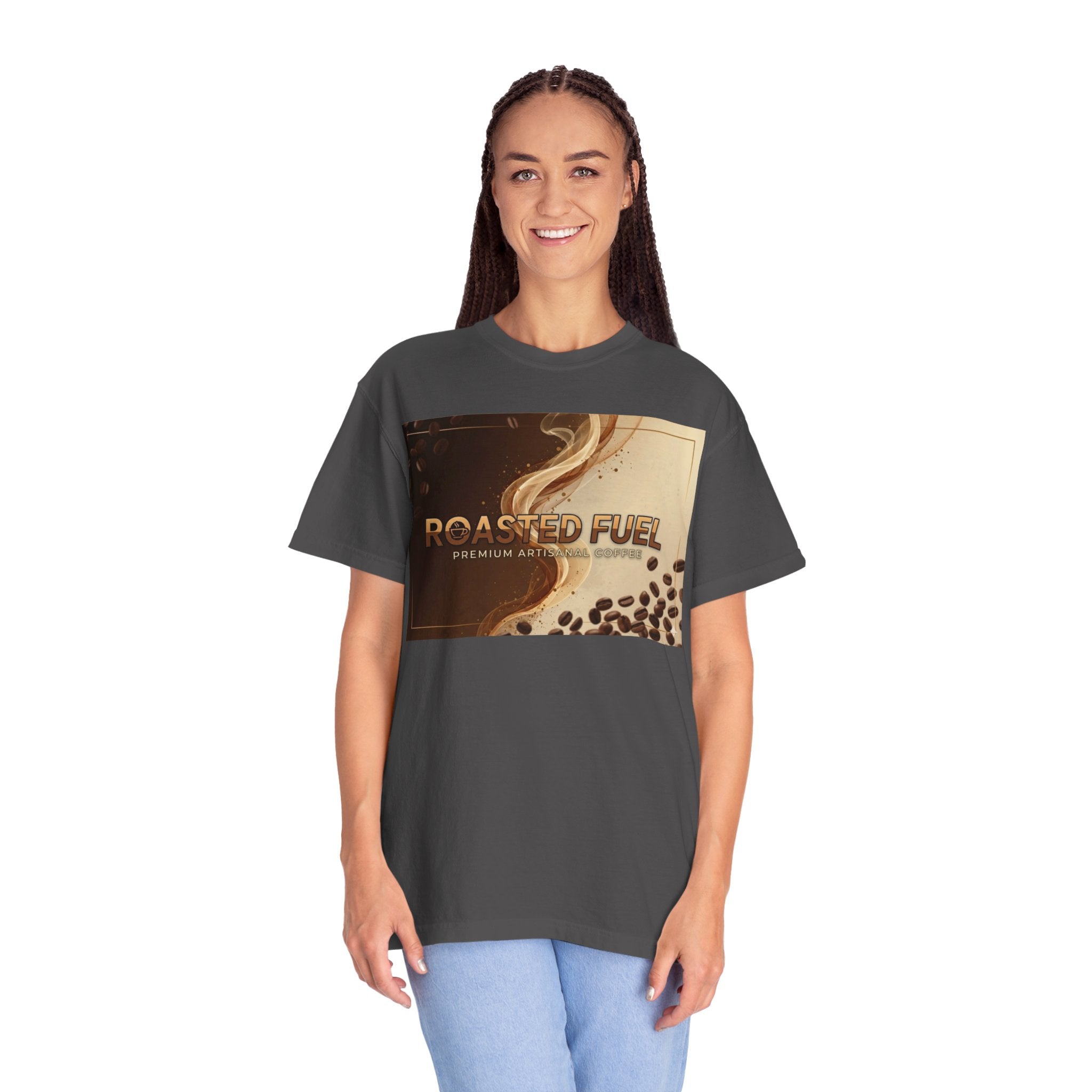 Roasted Fuel Coffee T-Shirt — "Hustle More, Less Coffee" Graphic Tee