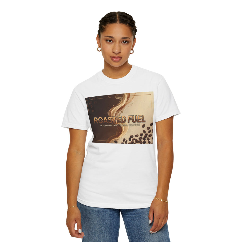 Roasted Fuel Coffee T-Shirt — "Hustle More, Less Coffee" Graphic Tee